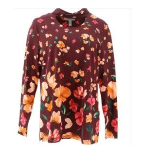 Women's Floral Choker Cutout LS